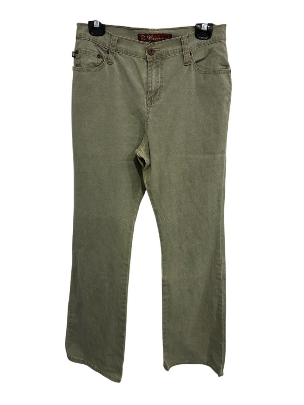 Z. Cavaricci Olive Green Straight Leg Cotton Blend Pants Size 8 Preppy Minimalis